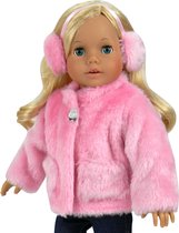 Sophia's by Teamson Kids Poppenkledingset voor 45.7 cm Poppen - Bontjas en Oorwarmers - Poppen Accessoires - Roze (Pop niet inbegrepen)