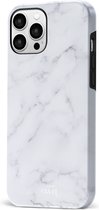 xoxo Wildhearts Marble White Lies - Double Layer - Hoesje geschikt voor iPhone 14 hoesje - Marmer hoesje - Shockproof case - Beschermhoesje geschikt voor iPhone 14 case - Wit