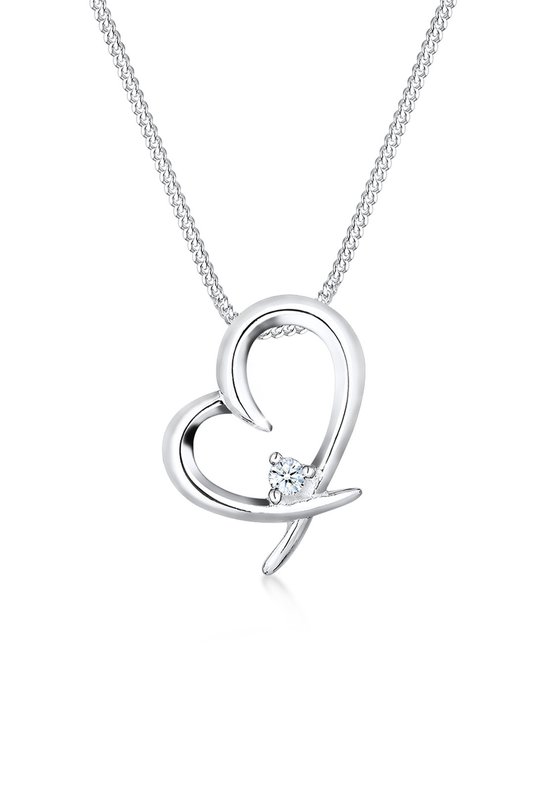 Elli PREMIUM Dames Halsketting dames hart hanger bevestiging eenvoudig met diamant (0.03 ct.) in 925 sterling zilver