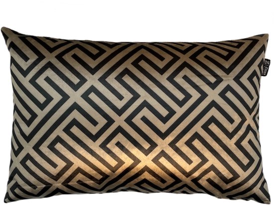 Zippi Design Sandy Velvet Geometric Brown Luxury (remplissage de plumes) 40x60 cm coussin couleur or, beige, marron