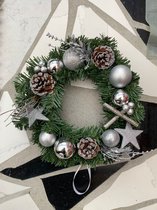 Kerstkrans - Wanddecoratie/accessoires - wanddecoratie - dennenappel/zilver - Ø30cm