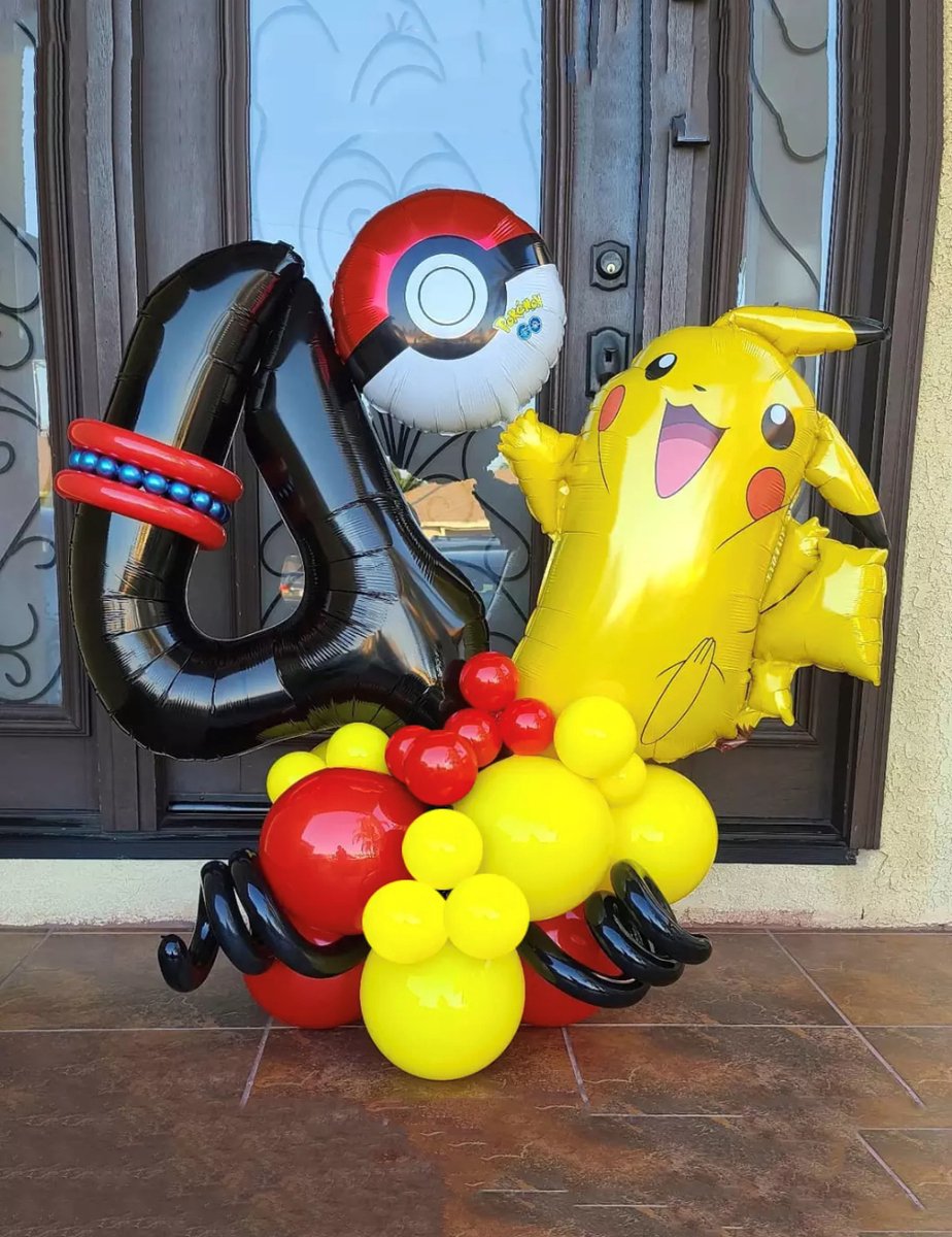 Pikachu Kit d'anniversaire pour fête à thème - Ballon gonflable Pikahu  Pokemon - Ballons - Accessoires Pokémon - Ballons à hélium - Décoration d' anniversaire - Ballons en aluminium - Décoration (numéro 6) :  : Loisirs créatifs