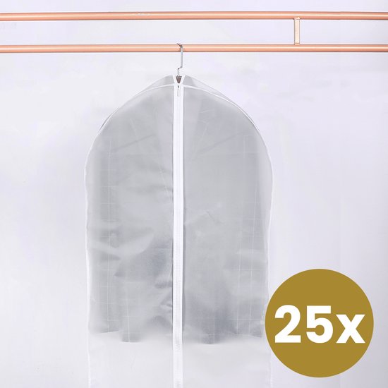 Alora Garment cover 60x120cm par 25 - sac à vêtements avec fermeture éclair - sac de rangement pour robe de mariée - housse de protection pour vêtements - transparent - sac de rangement