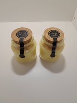 geurkaars set van 2 stuks mimosa rituels koolzaadwas houtenlont handgemaakt