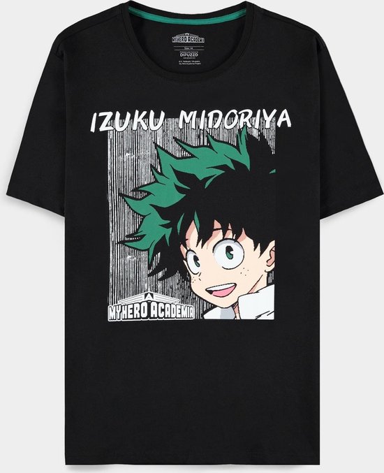 My Hero Academia - Izuku Midoriya Face Heren T-shirt - XL - Zwart