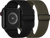 2 Stuks | Elastische Solo Loop horlogebanden | Geschikt Voor Apple Watch 38 mm - 40 mm - 41 mm | Gevlochten Nylon Sportbanden | Verstelbare Vervangingsbanden | Duurzaam, Licht en Sterk | Compatibel met Apple Watch Series 7/6/5/4/3/2/1/SE |Unisex |