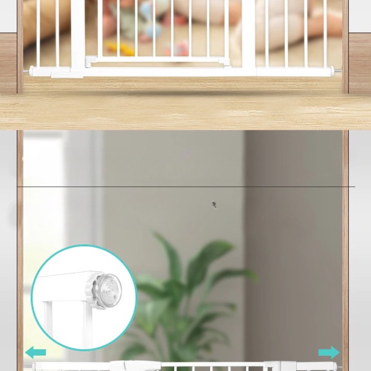 Rampe Escalier Porte Bebe Barrière De Sécurité Escalier 75-103cm COMOMY - Sans Perçage, Porte Chat Et Fermeture Auto 75-103cm Extensible Barrières Et Extensions Pour La Sécurité