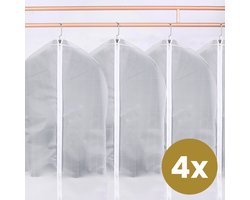 Kledinghoes 60x150cm per 4 - kledingzak met rits - opbergzak voor trouwjurk - beschermhoes voor kleding - transparant - opbergtas