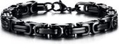 Koningsarmband Heren - Zwart - 5mm- Byzantijnse stijl - Dubbele Schakels - Staal - Armband Schakelarmband - Armbanden - Cadeau voor Man - Mannen Cadeautjes