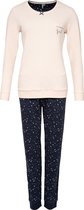 By Louise Pyjama d'hiver en interlock pour femme à manches longues imprimé étoiles Rose / Blauw - Taille XL