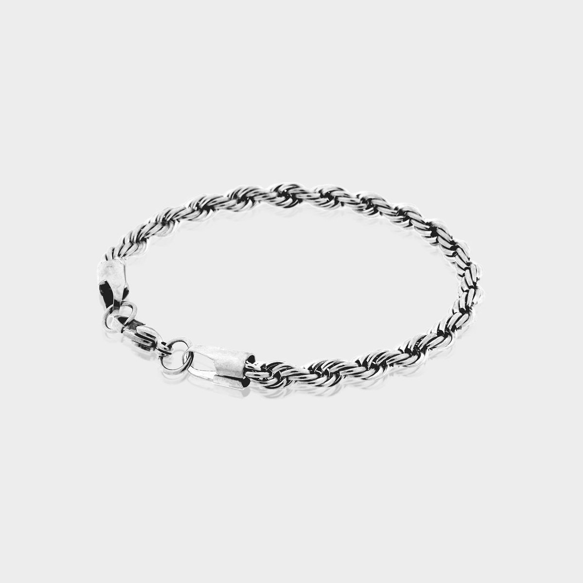 Rope Armband - Zilveren Schakelarmband - 21 cm lang - Armband Heren - Olympus Jewelry