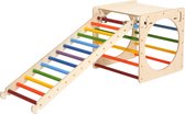 KateHaa Houten Activiteiten Kubus met Ladder Regenboog - Klimrek - Houten Montessori Speelgoed
