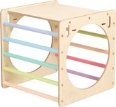 KateHaa Houten Activiteiten Kubus Pastel - Klimrek - Houten Montessori Speelgoed