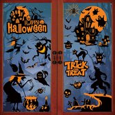 Selwo Halloween decoratie raamsticker heksen raamsticker vleermuizen spinnenweb spookhuis deco muursticker dubbelzijdig zelfklevende afneembare muurstickers voor Halloween party 9 vellen