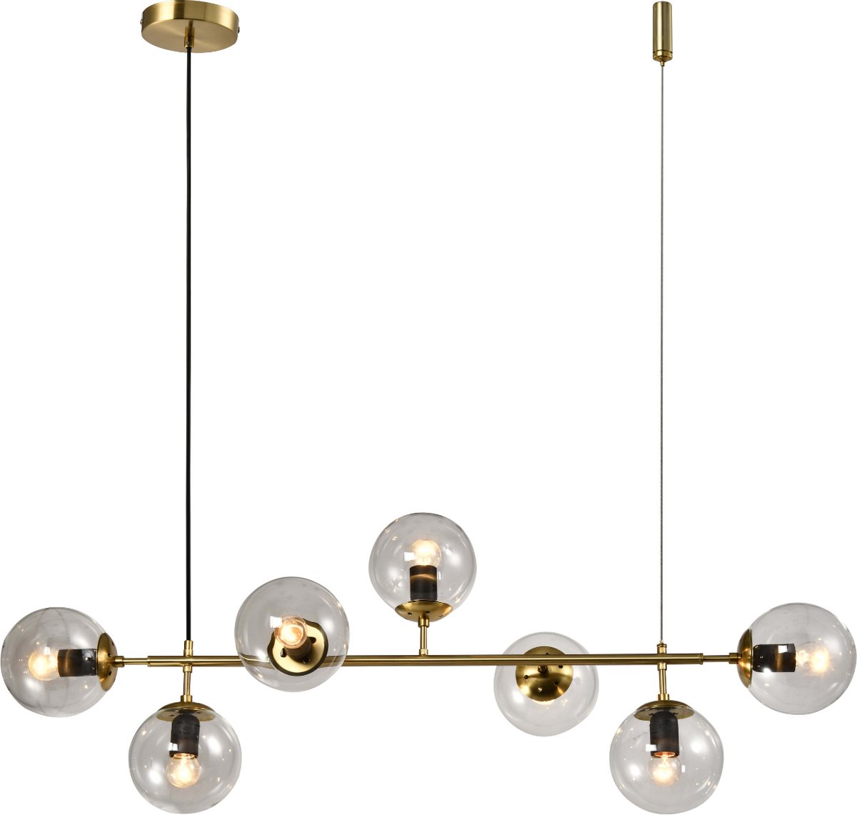 Design hanglamp met 7-lichts transparante glazen bollen