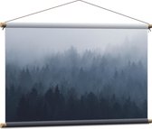 WallClassics - Affiche textile - Forêt dans la brume - 90x60 cm Photo sur textile