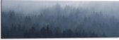 WallClassics - Dibond - Bos in de Mist - 90x30 cm Foto op Aluminium (Met Ophangsysteem)