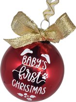 Kerstbal First Christmas- Puppy of kitten - Kerst - Rode kerstbal-kraamcadeau-baby-kerstmis