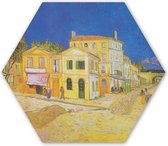 Hexagon wanddecoratie - Kunststof Wanddecoratie - Hexagon Schilderij - Het gele huis - Vincent van Gogh - 120x103 cm