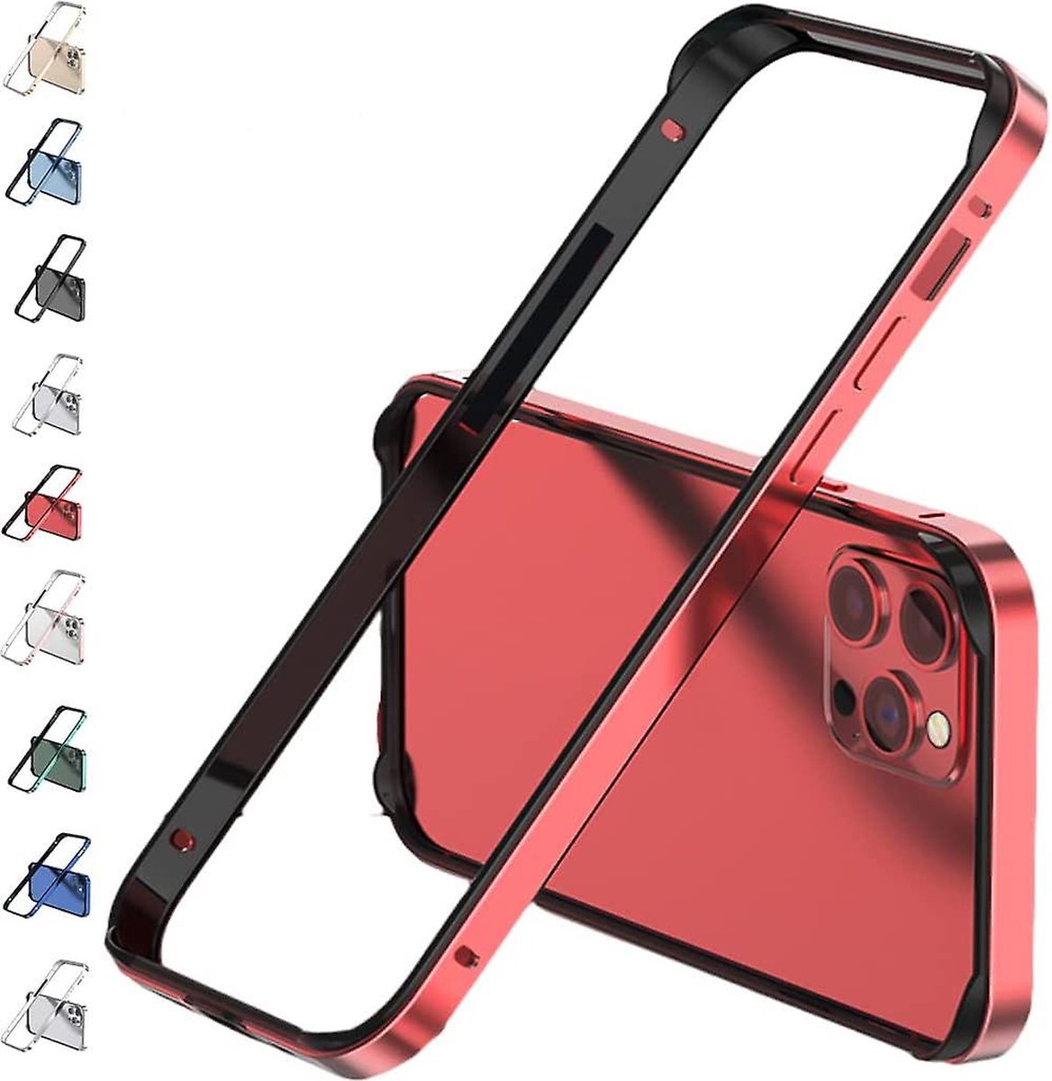 iPhone 14/13Pro Aluminium Bumpercase Rood (GEEN achterplaat) - Ultradun - Perfect fit -Aluminium + TPU - Shockproof