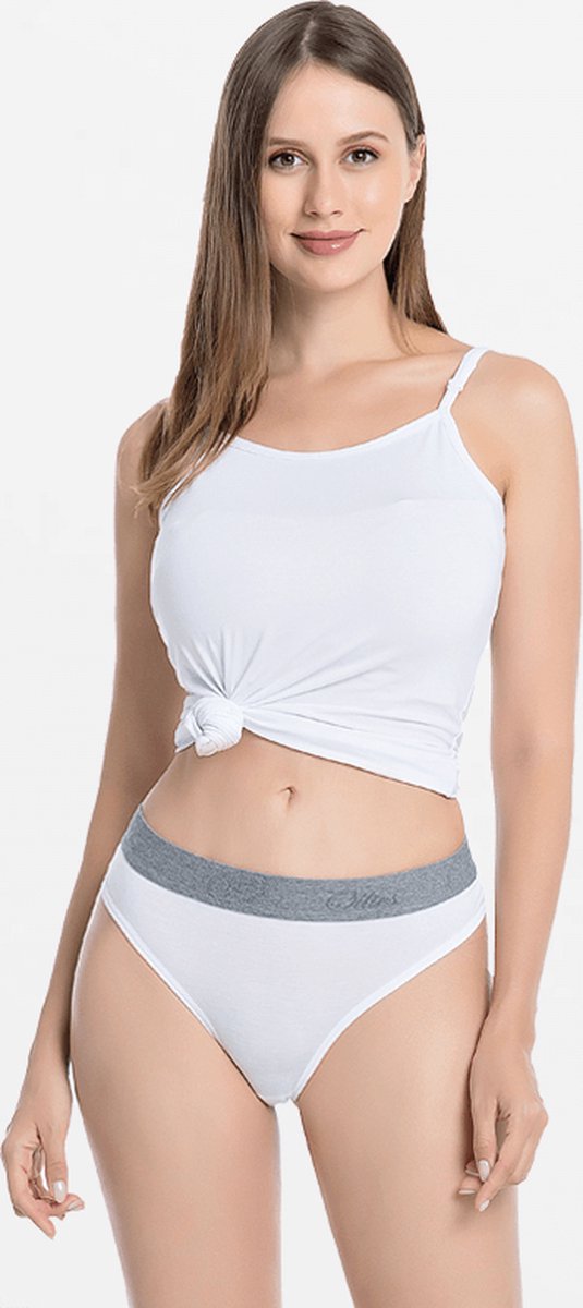 String dames bamboe tanga wit