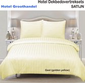 Dekbedovertrek satijn gestreept 27mm - CVC 140g. m2 saffraangeel | Hotel / Horeca