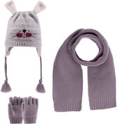 Kitti 3-Delig Winter Set | Muts (Beanie) met Fleecevoering - Sjaal - Handschoenen | 1-4 Jaar Meisjes | 22160-02-04 | Lavender