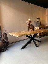 Sfeerwonen en Zo® Boomstam tafel met spinpoot - 240 cm - mango hout Live Edge tafel