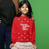 Foute Kersttrui Rood Kind - Santa Made Me Do It Rendieren (7-8 jaar - MAAT 122/128) - Kerstkleding voor jongens & meisjes