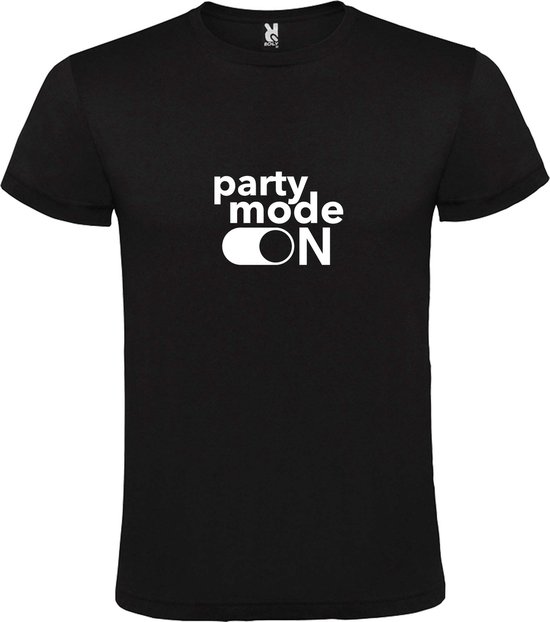 Zwart T-Shirt met “ Party Mode On “ afbeelding Wit Size XXXL