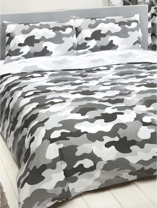Boekwinkel Circulaire Horizontaal Camouflage 2 persoons dekbedovertrek - grijs | maat 200x200 cm | bol.com