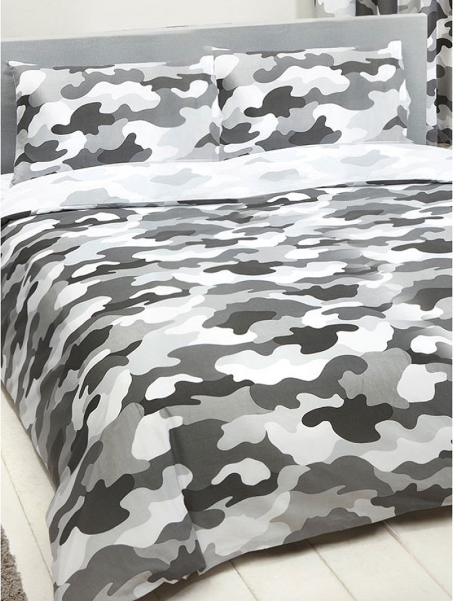 Camouflage 2 persoons dekbedovertrek - grijs | maat 200x200 cm