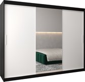 InspireMe - Kledingkast met 3 schuifdeuren, Modern-stijl, Kledingkast met planken (BxHxD): 250x200x62 - TORM I 250 Zwart mat + Wit Mat mat 4 lades