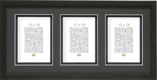 Dekndut Frames multifotolijst S43DK2P3 - zwart - passe-partout - 13x18