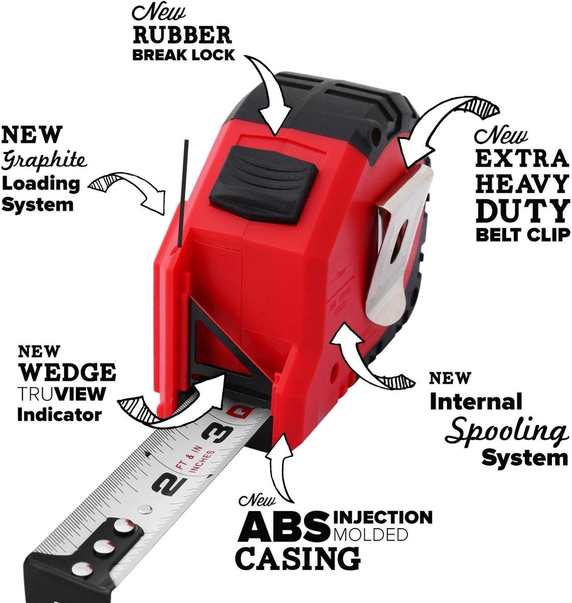 5 Meter QUICKDRAW Marking Tape Measure Rolmaat 5 meter pro serie