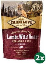Carnilove lamb / wild boar sterilised kattenvoer 2x 400 gr