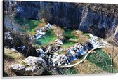 WallClassics - Canvas  - Plitvicemeren van Bovenaf - 150x100 cm Foto op Canvas Schilderij (Wanddecoratie op Canvas)
