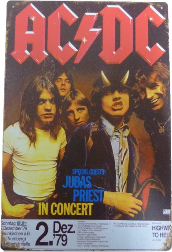 Wandbord / Concert Bord - AC/DC Highway To Hell In Concert 1979 | bol.com