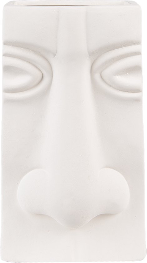 Clayre & Eef Vase Visage 15x9x25 cm Blanc Céramique Vase de décoration