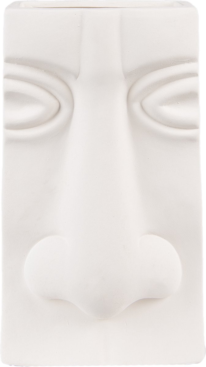 Clayre & Eef Vaas Gezicht 15x9x25 cm Wit Keramiek