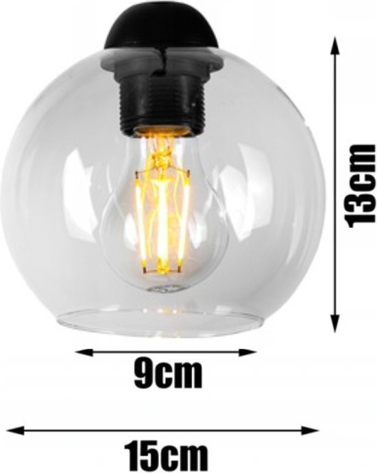 Hanglamp Bollique zwart smoke glas