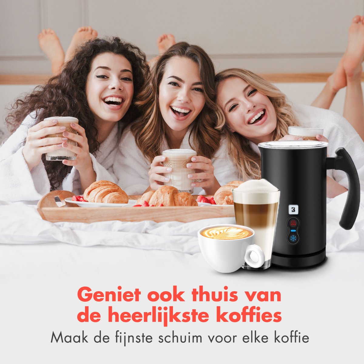 KitchenBrothers Elektrische Melkopschuimer - Melkklopper - BPA- & PFAS-Vrij - 240 ml - Voor Cappuccino en Latte - Handige Melkschuimer - Zwart — cadeau in Kookcadeaus - foto 4