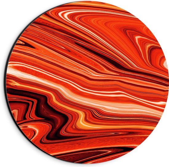 WallClassics - Dibond Muurcirkel - Verschillende Tinen Oranjekleurige Verf - 20x20 cm Foto op Aluminium Muurcirkel (met ophangsysteem)