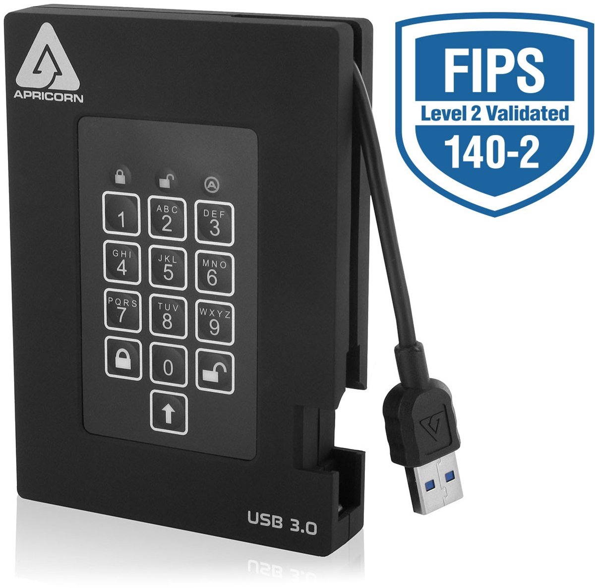 Apricorn Padlock Fortress - FIPS validated 2TB USB 3.0