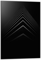 WallClassics - Dibond - Stapel Zwarte Abstracte Platen - 60x90 cm Foto op Aluminium (Wanddecoratie van metaal)