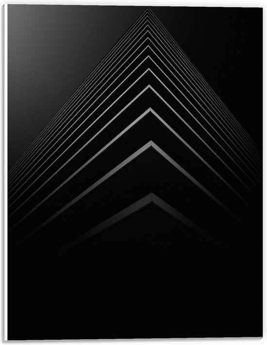 WallClassics - PVC Schuimplaat - Stapel Zwarte Abstracte Platen - 30x40 cm Foto op PVC Schuimplaat (Met Ophangsysteem)