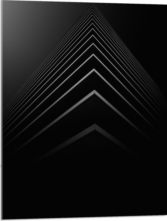 WallClassics - Acrylglas - Stapel Zwarte Abstracte Platen - 60x80 cm Foto op Acrylglas (Met Ophangsysteem)
