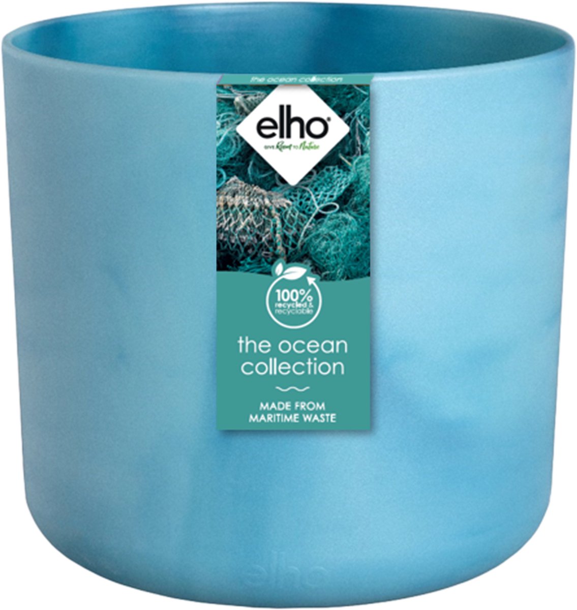Elho The Ocean Collection Round 18 - Bloempot voor Binnen - Gemaakt met Zeeafval - Ø 18 x H 16.7 cm - Atlantisch blauw