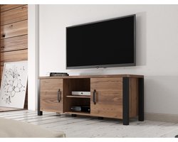 Meubella - TV-Meubel Olivia - Zwart - Eiken - 147 cm