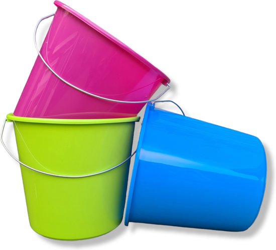 3 x Seau ménager 10 litres couleurs printanières